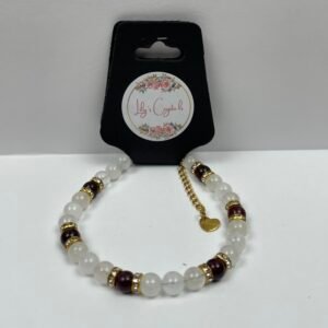 White and Dark Red Crystal Bracelet