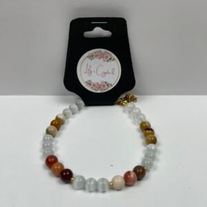 White and Planet Themed Crystal Bracelet