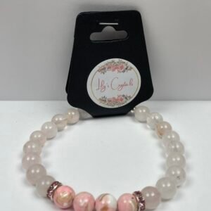 Pink Peach and White Crystal Bracelet