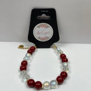 Blood Red and White Crystal Bracelets