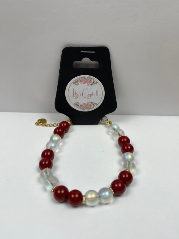 Blood Red and White Crystal Bracelets