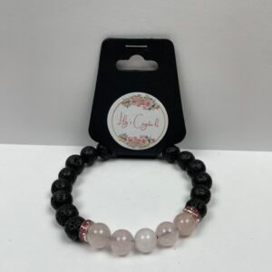 Sky Pink and Black Crystal Bracelet