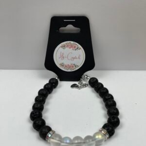 White Marble and Black Crystal Bracelet