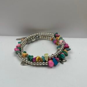 Sea Themed Silver Crystal Bangle