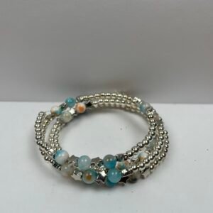 Teal and White Crystal Bangle