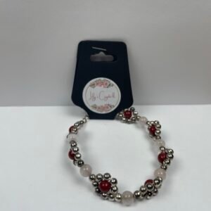 Red, White and Silver Crystal Bracelet