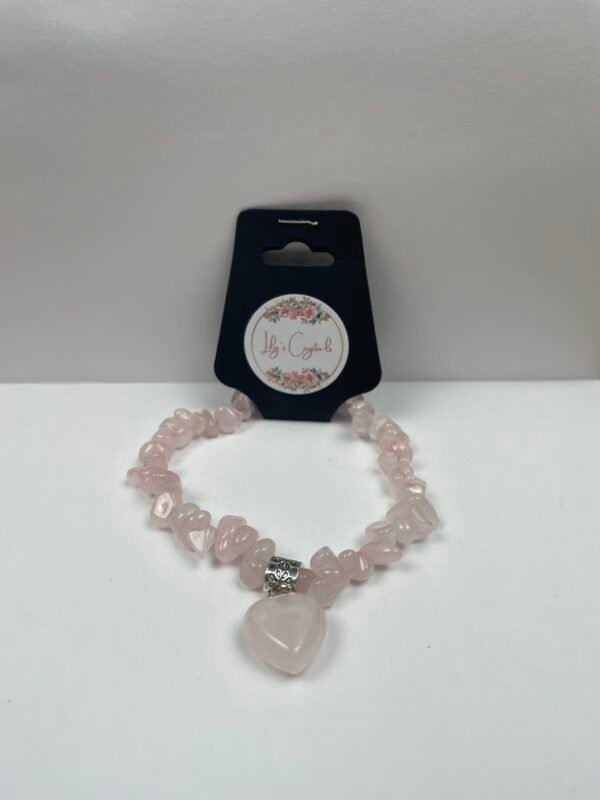 Pink Rock Crystal Bracelet with Heart Charm