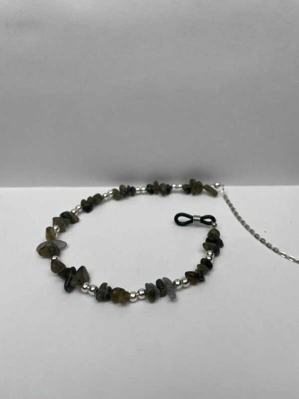 Black Rock Crystal Glasses String with Silver Chain