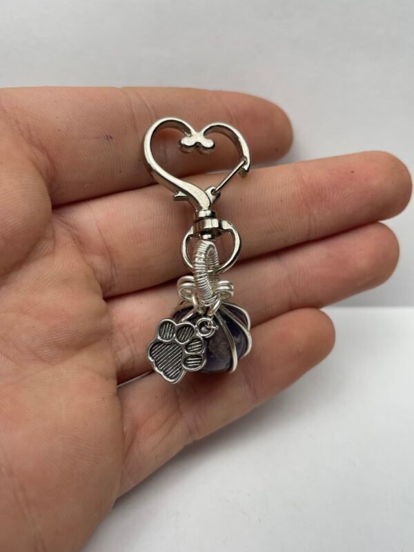 Purple Crystal Key Chain with Dog Charm