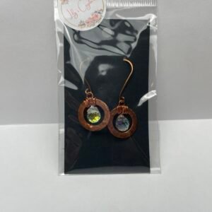 Circle Copper Earrings with Crystals