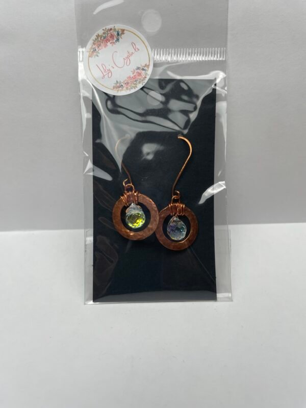 Circle Copper Earrings with Crystals